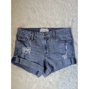 Altar'd State Shorts Womens 3/26 Blue Denim Distressed Pockets Cuffed Cut Off